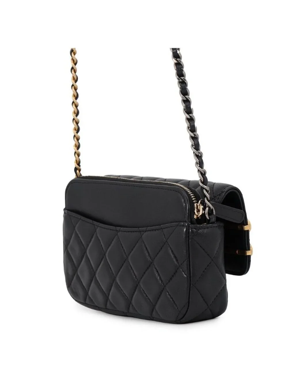 Chanel Chain Wallet Quilted CC Logo Lambskin Pearl Black Shoulder